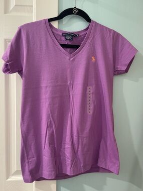 Polo Ralph Lauren Purple V Neck T-shirt Women’s Sz Small Short Sleeves